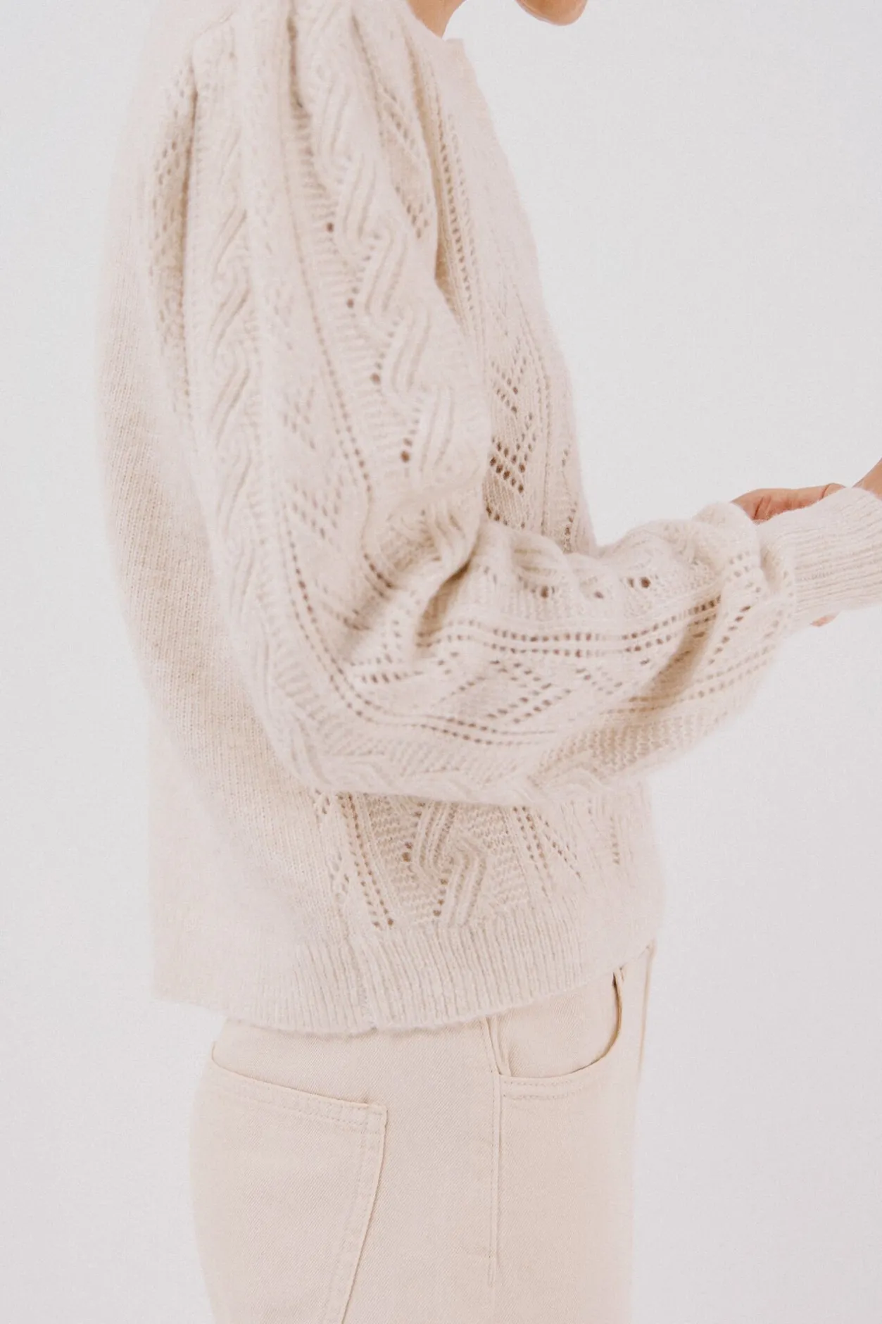 Cortefiel Chaleco punto pasadas Marfil Discount