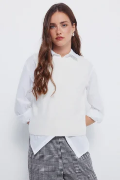 Springfield Chaleco punto trenzas marfil Outlet