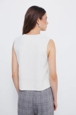 Springfield Chaleco punto trenzas marfil Outlet