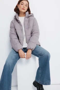 Springfield Chaqueta acolchada capucha poliéster reciclado kaki Discount