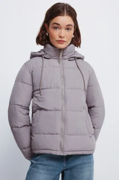 Springfield Chaqueta acolchada capucha poliéster reciclado kaki Discount