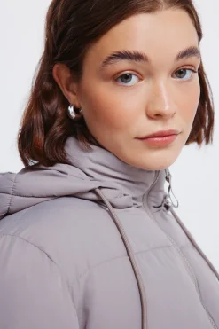 Springfield Chaqueta acolchada capucha poliéster reciclado kaki Discount