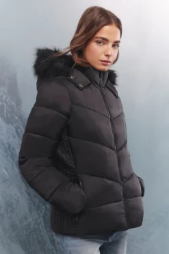 Springfield Chaqueta acolchada capucha pelo Sorona Aura negro Best