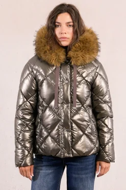 Molly Bracken Chaqueta acolchada con capucha Marr&oacute;n Clearance