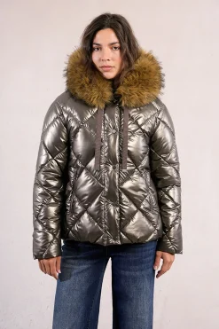 Molly Bracken Chaqueta acolchada con capucha Marr&oacute;n Clearance