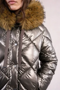 Molly Bracken Chaqueta acolchada con capucha Marr&oacute;n Clearance