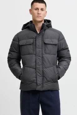 Jack & Jones Chaqueta acolchada con capucha gris Sale