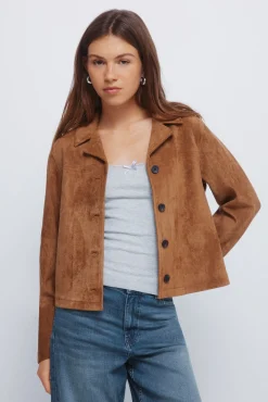 Springfield Chaqueta antelina corta botones nude New