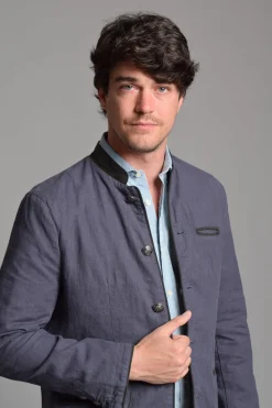 Cloking Chaqueta Austriaca Lino y Ante Azul marino Sale