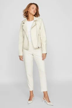 Vila Chaqueta biker polipiel Beige Discount
