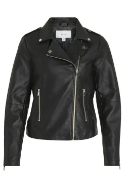 Vila Chaqueta biker polipiel Negro New