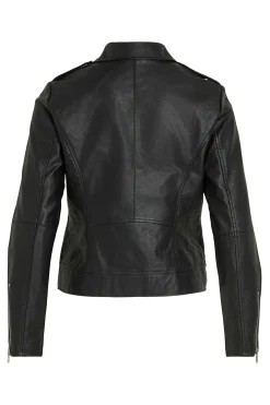 Vila Chaqueta biker polipiel Negro New