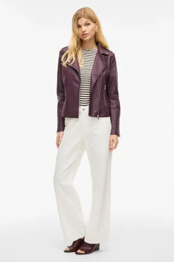 Vila Chaqueta biker polipiel Morado Outlet