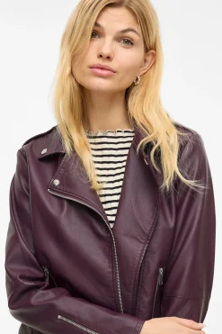 Vila Chaqueta biker polipiel Morado Outlet