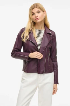 Vila Chaqueta biker polipiel Morado Outlet