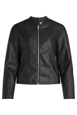 Vila Chaqueta biker polipiel Negro Hot