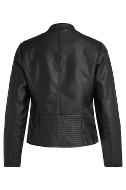 Vila Chaqueta biker polipiel Negro Hot