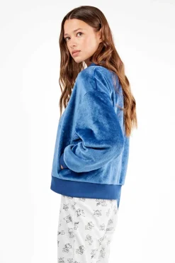 Gisela Chaqueta bomber de peluche mujer azul Clearance