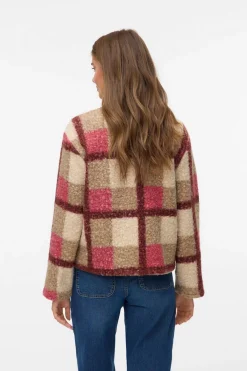 Vero Moda Chaqueta borrego estampado de cuadros Rosa Online