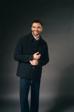 OOTO Chaqueta bouclé cuello camisero Azul marino New