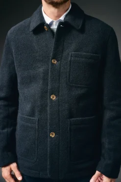 OOTO Chaqueta bouclé cuello camisero Azul marino New