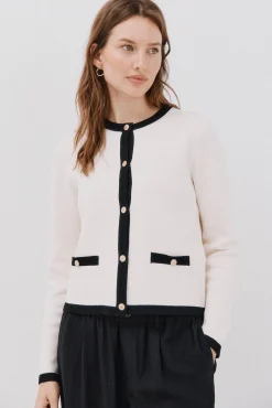 Cortefiel Chaqueta básica punto Marfil Hot