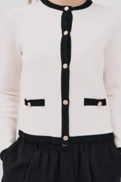 Cortefiel Chaqueta básica punto Marfil Hot