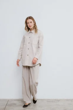 Vila Chaqueta camisera abotonada Beige New