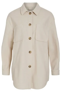 Vila Chaqueta camisera abotonada Beige New