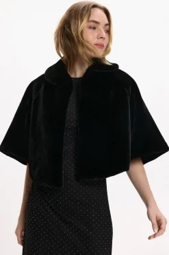 Vila Chaqueta capa de pelo sintético Negro Outlet