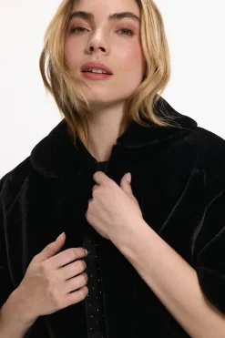 Vila Chaqueta capa de pelo sintético Negro Outlet