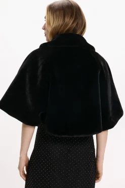 Vila Chaqueta capa de pelo sintético Negro Outlet