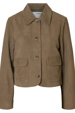 Selected Chaqueta con bolsillos frontales Marr&oacute;n Sale