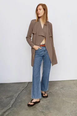 Object Chaqueta con cinturón Marr&oacute;n oscuro