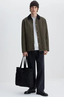 Selected Chaqueta con cuello de pana repelente al agua. Verde Outlet