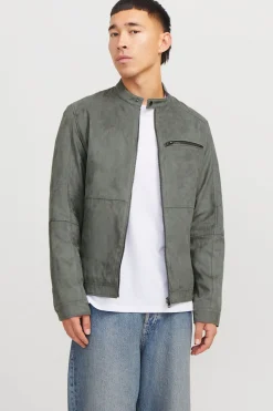 Jack & Jones Chaqueta con efecto piel gris Sale