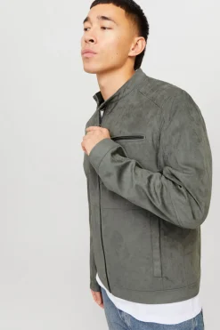 Jack & Jones Chaqueta con efecto piel gris Sale