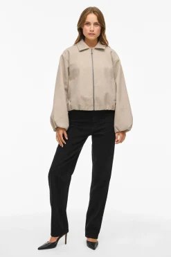 Vila Chaqueta con mangas globo Beige Discount