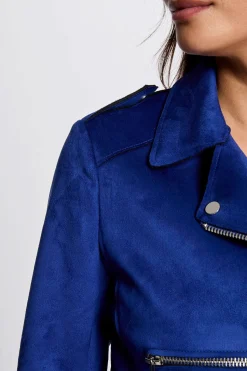 Morgan Chaqueta corta antelina Azul oscuro Online