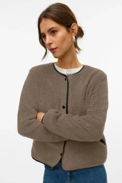 Vero Moda Chaqueta corta borrego Marr&oacute;n Hot