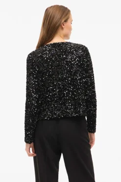 Vila Chaqueta corta con lentejuelas Negro New