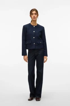 Vero Moda Chaqueta corta de Tweed Azul marino Hot