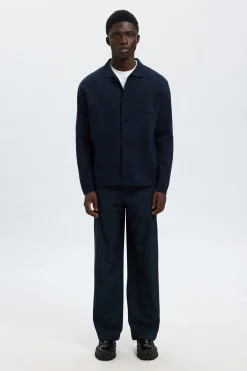 Selected Chaqueta cárdigan con bolsillos 100% algodón orgánico Azul marino Best