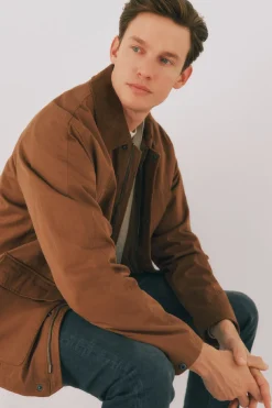 Cortefiel Chaqueta cuello combinado Marr&oacute;n Best