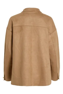 Vila Chaqueta de antelina abotonada Camel Sale