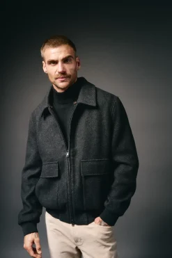 OOTO Chaqueta de lana borrego Gris oscuro Discount