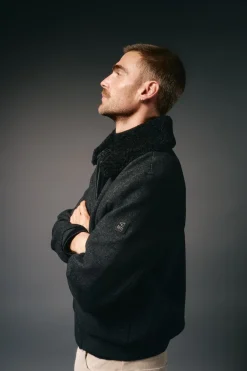 OOTO Chaqueta de lana borrego Gris oscuro Discount