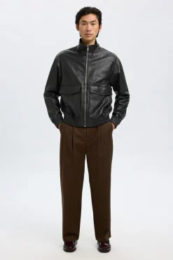 Selected Chaqueta de piel 100% piel de cordero. Negro Clearance