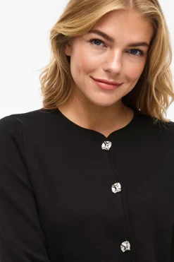 Vila Chaqueta de punto abotonado con viscosa Negro Outlet