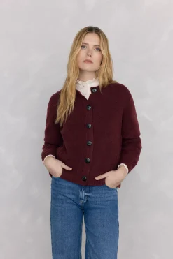 Pedro del Hierro Chaqueta de punto con detalles de ochos Burdeos Outlet